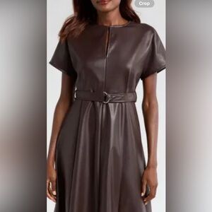 1. State Chocolate Faux Leather Midi Dress